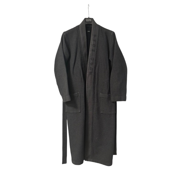BOSS Bodywear waffle kimono robe in grey - Picture 4 of 5